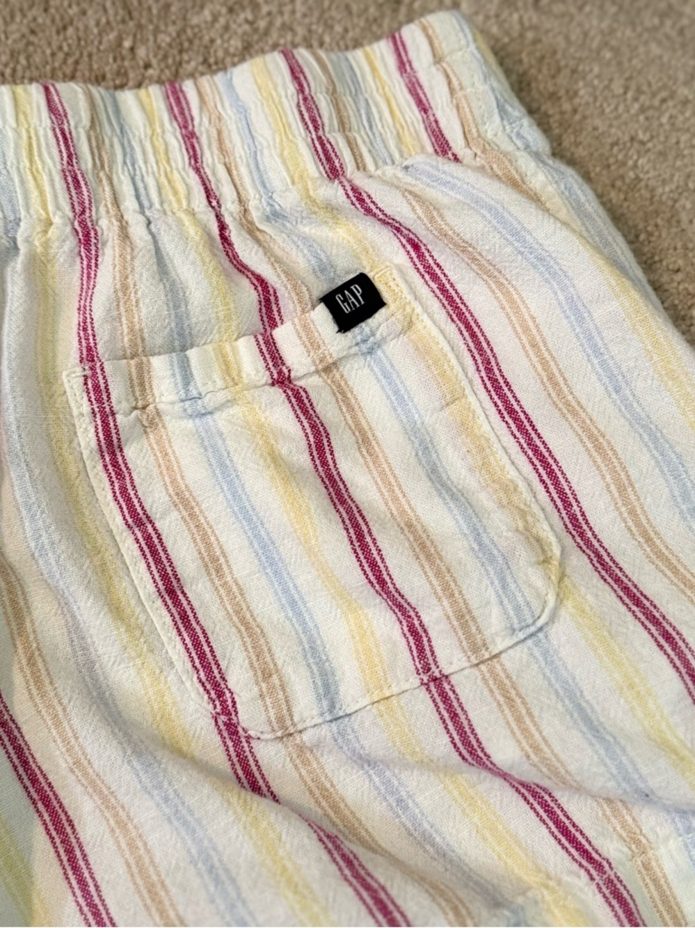GAP White linen shorts Women's multicolored Striped Shorts - Picture 6 of 6